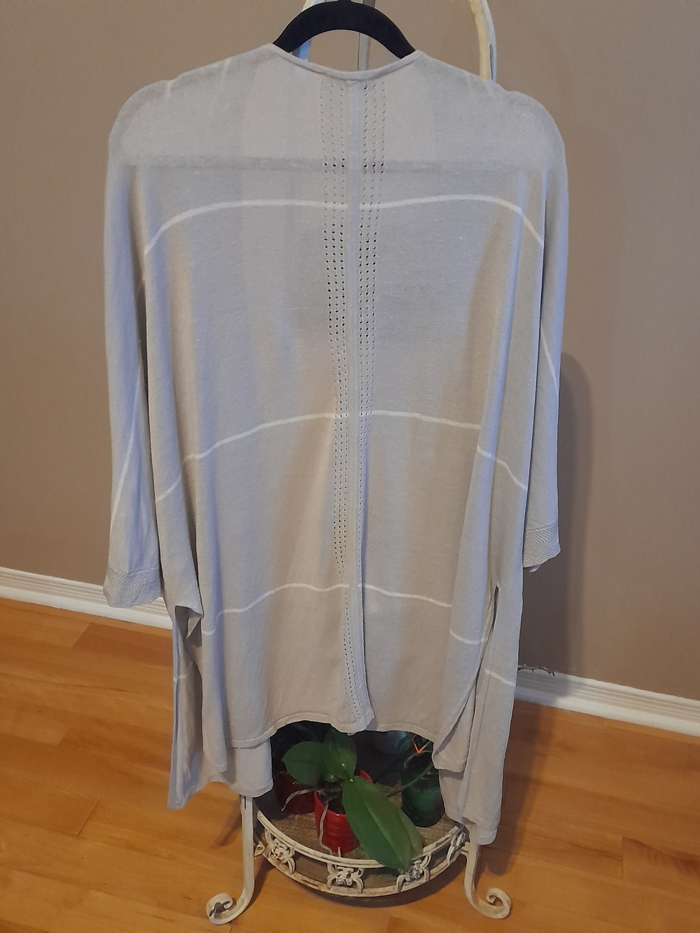 Gentle Fawn Light Gray Striped Open Front Cardigan - Picture 5 of 7